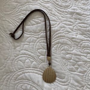 Chico’s gold plated woven medallion Necklace